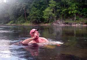 Cooling off on a hot day on the Flint River...